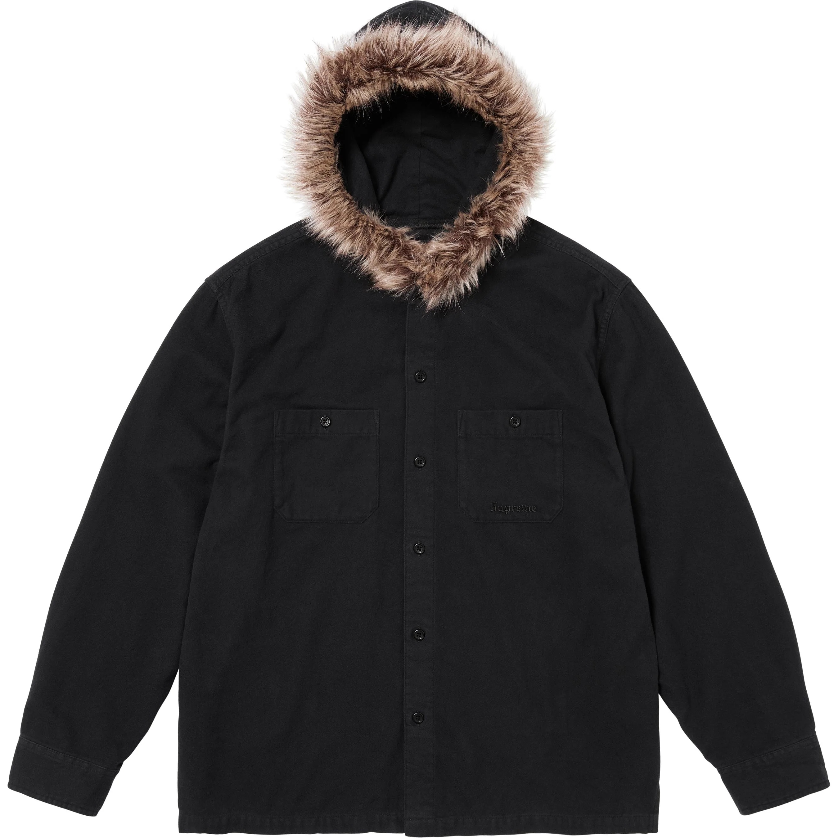 Fur Trim Flannel Hooded Shirt view 5